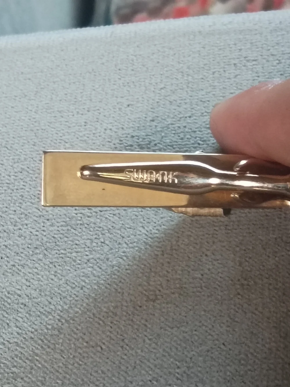 SWANK Silver Train Motif Tie Clip